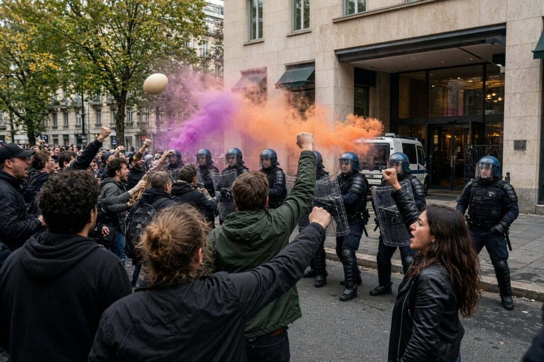 Protestatarii contestă participarea lui Roberto Vannacci la conferința din Torino Protestatarii contestă participarea lui Roberto Vannacci la conferința din Torino