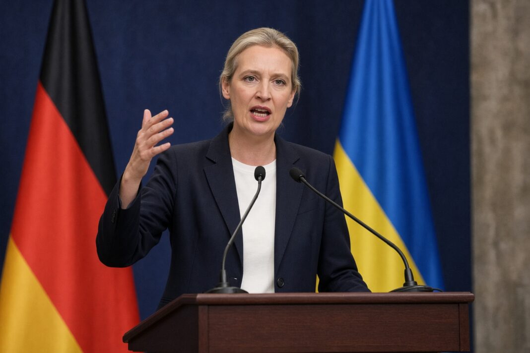 Alice Weidel cere oprirea sprijinului pentru Ucraina și rambursarea fondurilor germane Alice Weidel cere oprirea sprijinului pentru Ucraina și rambursarea fondurilor germane