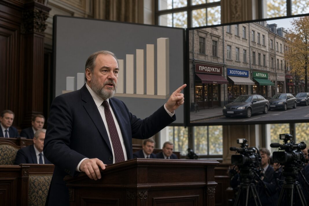 Piotr Tolstoi prezintă majorarea taxelor și interzicerea cuvintelor străine drept realizări Piotr Tolstoi prezintă majorarea taxelor și interzicerea cuvintelor străine drept realizări